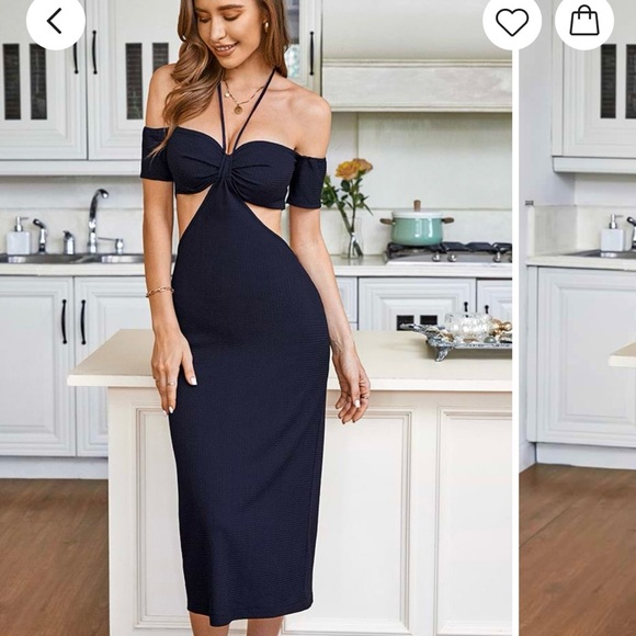 Cupshe Elegant Navy Halter Midi Dress - Picture 1 of 2
